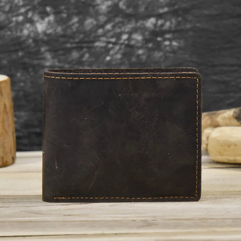 Newsbirds Simple Design Leather Short Wallet For Men Male Real Cowskin Short Card Purse Mini Men's Slim Purse Men Wallet Thin