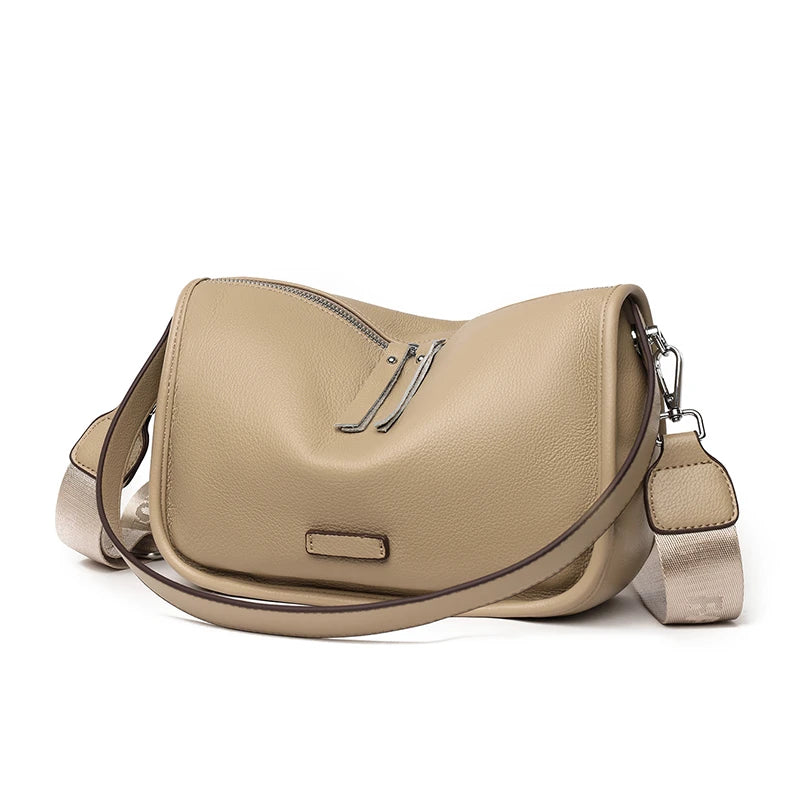 Luxury Soft Genuine Leather Handbag Fashion Women Shoulder Messenger Bag Solid Color Cowhide Sac Fashion Female Crossbody Tote