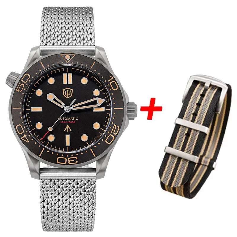 Watchdives WD007 Titanium 42mm Men Dive Watch NTTD NH35 Automatic Movement Domed Sapphire C3 luminous Watches 200M Waterproof