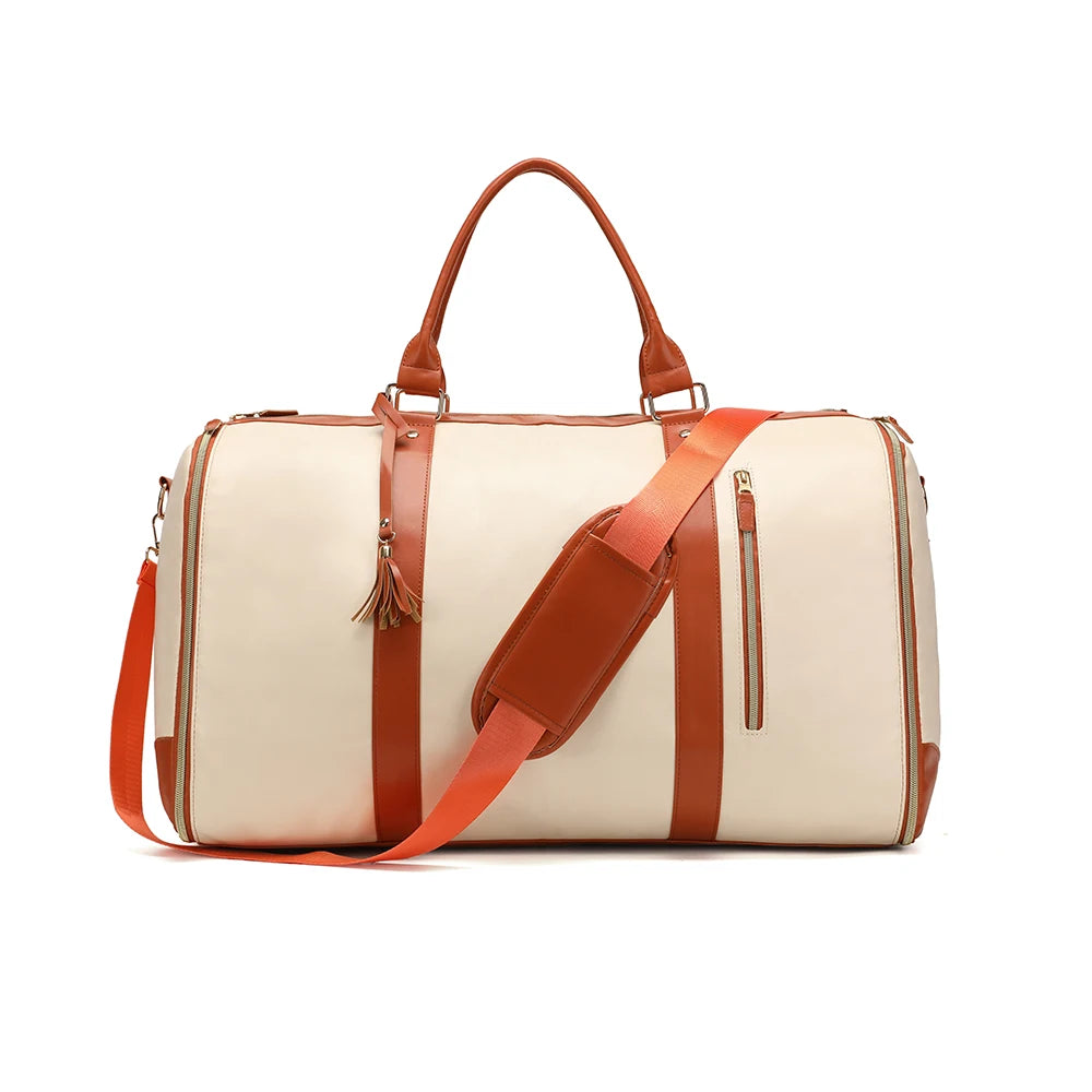 Foldable Women's Travel Convenient Carry-on Clothing Bag Large PU Leather Duffel Bag Women's Business Travel Bag