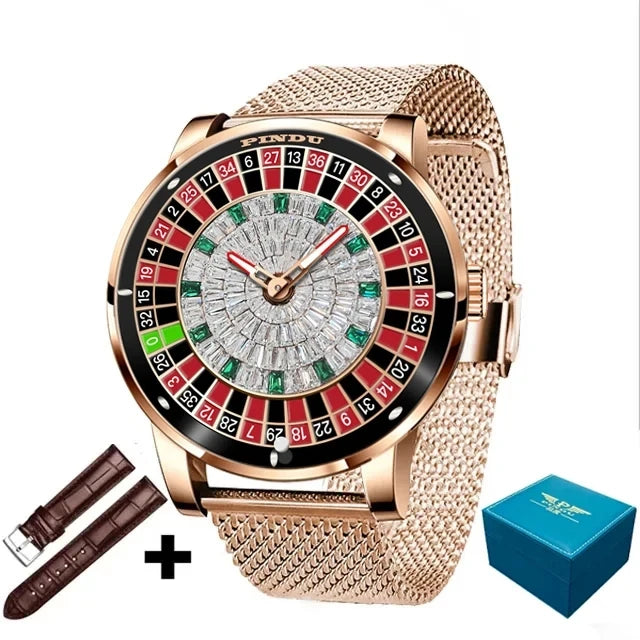 2024 Jacb PINDU Design Men's Top Luxury Mechanical Leather Watch Mesh Strap Fashion Men's Waterproof Montre Homme+ Beautiful Box
