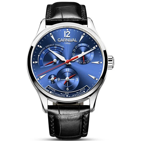 CARNIVAL Kinetic Energy Dual Time Display Mechanical Watches Men Top Luxury Brand Sports Automatic Waterproof Men Watch Reloj