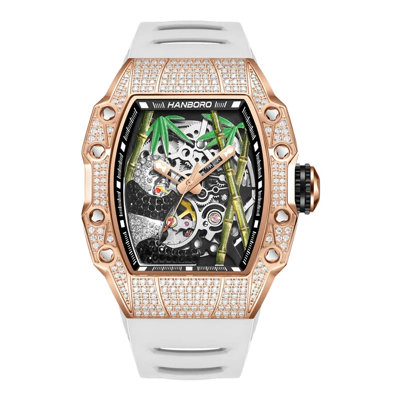 HANBORO National Treasure Series full diamond craftsmanship fashion skeleton balance wheel men's automatic mechanical watch