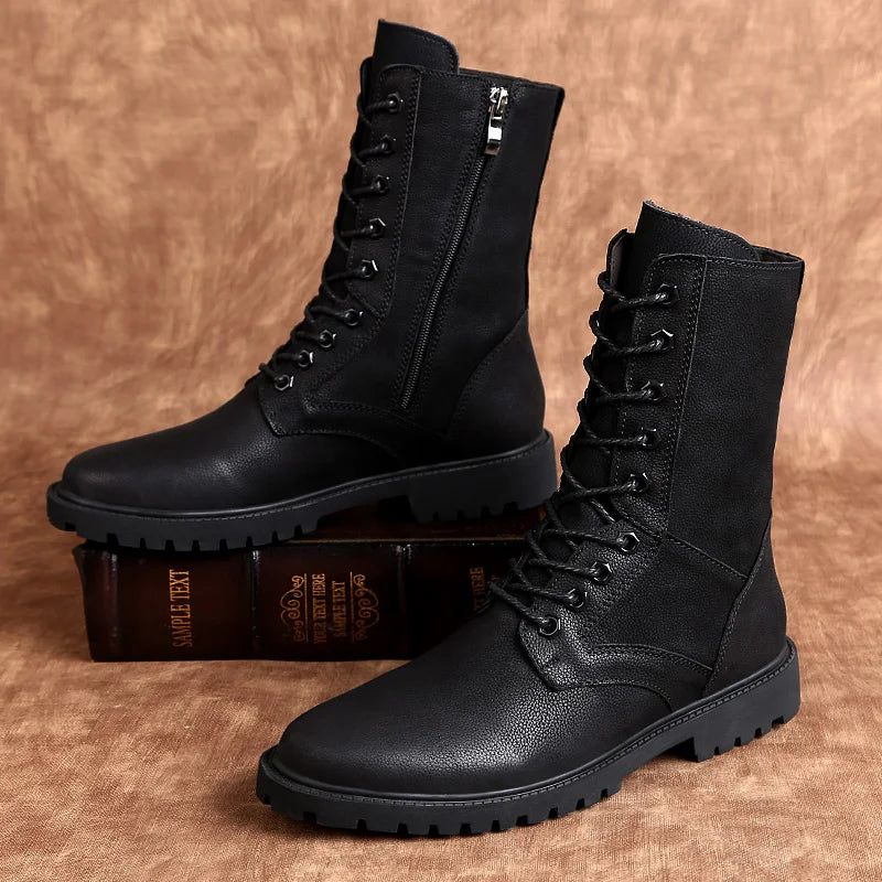 New Arrival Motorcycle Boots Genuine Leather Men Winter Shoes Warm Waterproof Man Boots Luxury Motorcycle Footwear Casual Shoes