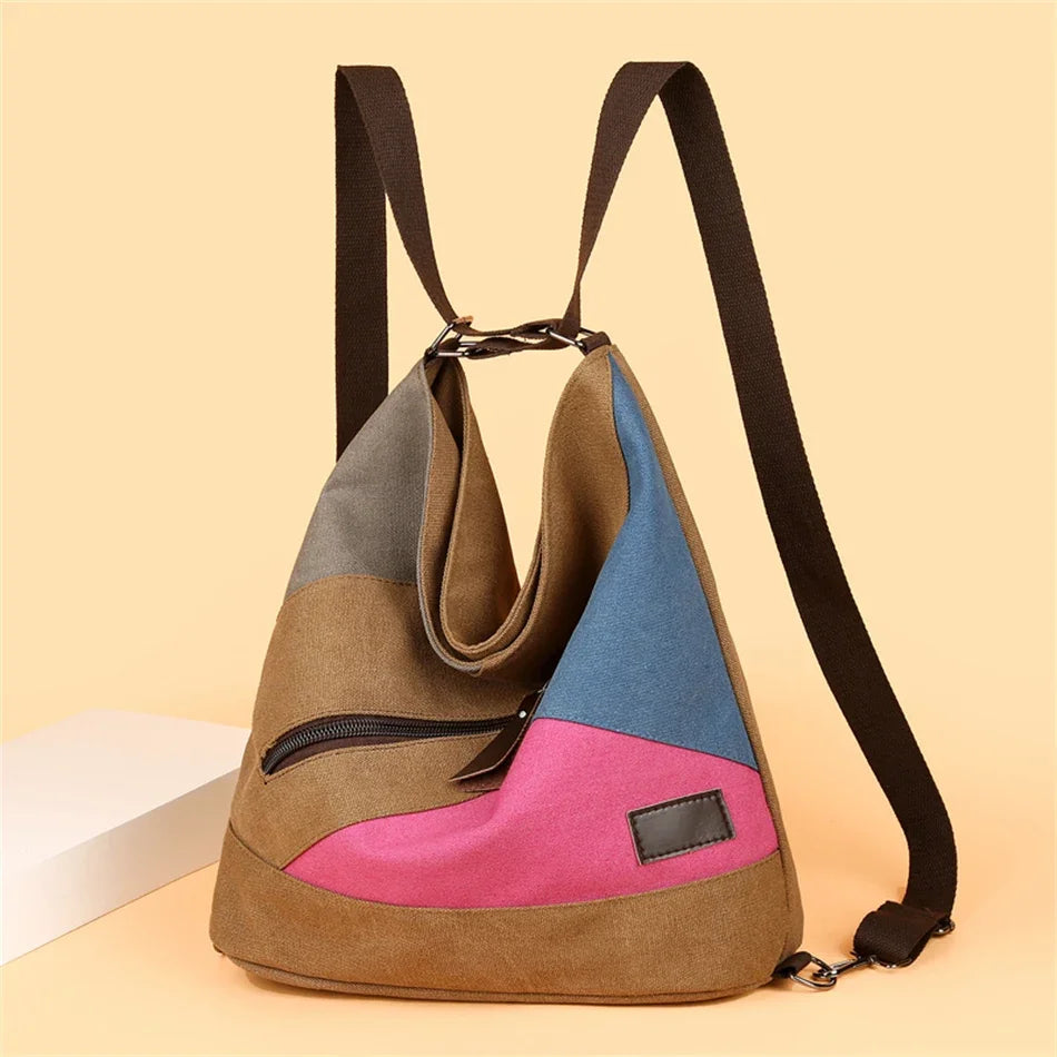 Women 3 In 1 Handbags Crossbody Canvas Bag for Women Big Shoulder Tote Female Handbags Lady Designer Messenger Backpack Sac