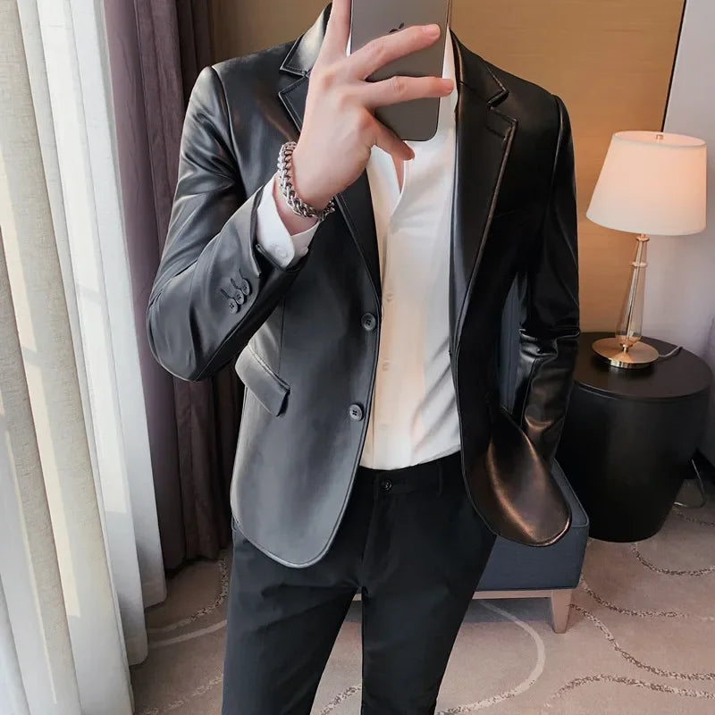 2025 Men's Casual Autumn Winter Brand Clothing Leather Jackets Male Slim Fit Fashion Casual Leather Jackets/Man Coats S-3XL