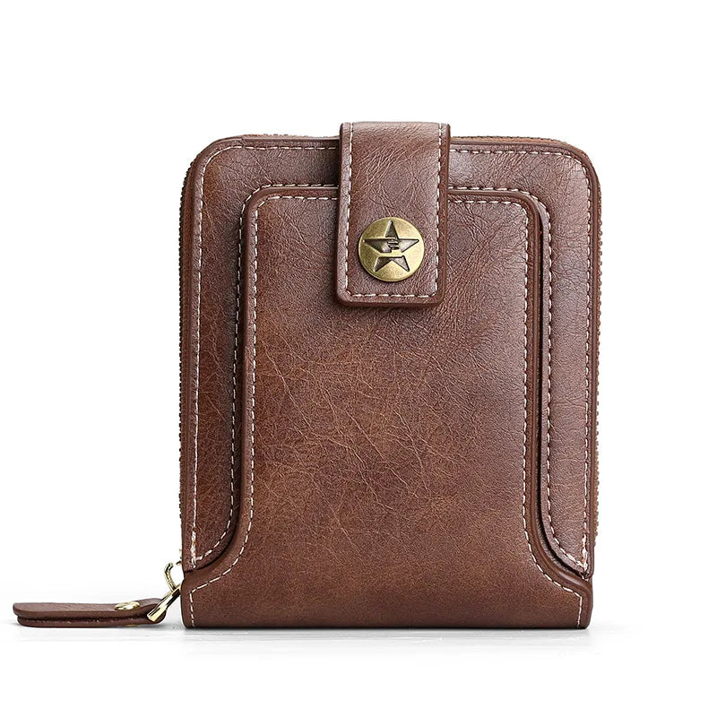 Vintage Short Wallet For Men Leather Coin Pocket Purse Man Multi function Tri Fold Card Holder Small Male Money Clip