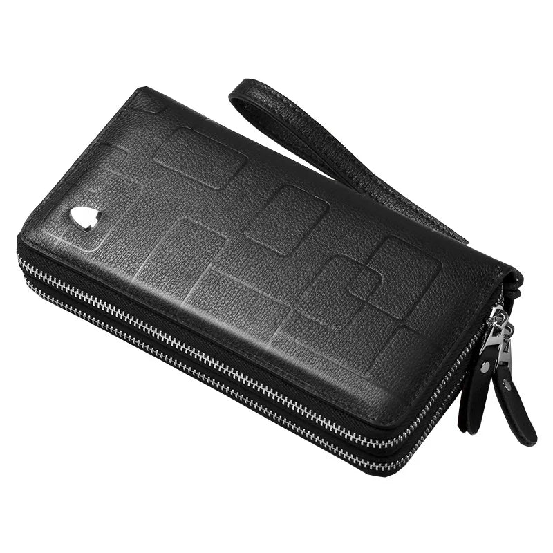 Genuine Leather Wallets for Men 2025 Long Zipper Wristlet Clutch Phone Bag Business Card Holder Wallet Brand Murse Coin Purse