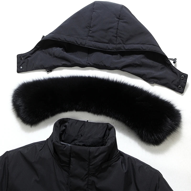 Winter New Arrived Men Thickened Down Jacket -30 Winter Warm Down Coat Jacket Men Fashion Long White Duck Hooded Down Parkas