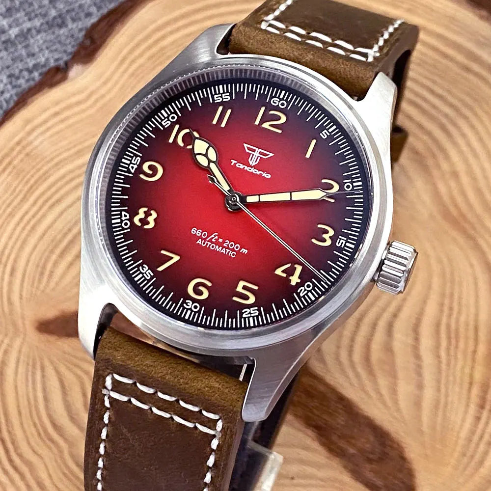 Classic Khaki Field Series Pilot Watches for Men 200M Waterproof Polish Bezel NH35AA Movt Beige Snake Hand Automatic Watch