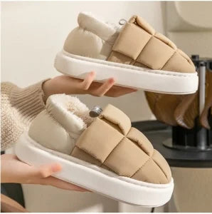 Comwarm Plush Lined House Slippers For Women Men Winter Outdoor Non-slip Fur Fluffy Bread Shoe Soft Cozy Warm Fuzzy Cotton Shoes