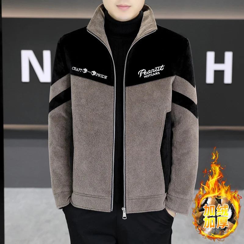 Winter Thicken Warm Wool Liner Blends Jacket Men Fashion Thicken Casual Coat Slim Lapel Streetwear Overcoat