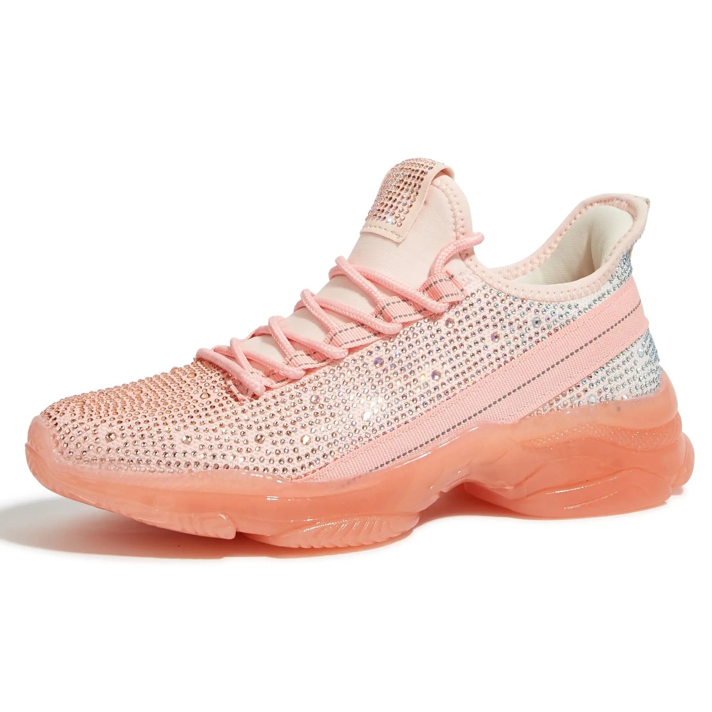 Women's Rhinestone Mesh Slip On Walking Shoes Fashion Breathable Spakle Glitter Sneaker