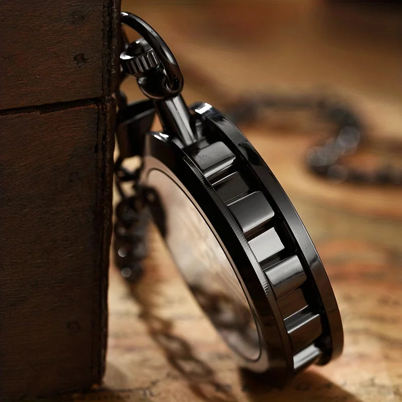 Luxury retro hollowed out mechanical pocket watch with luminous waterproof semi-automatic alloy waist chain suitable for daily