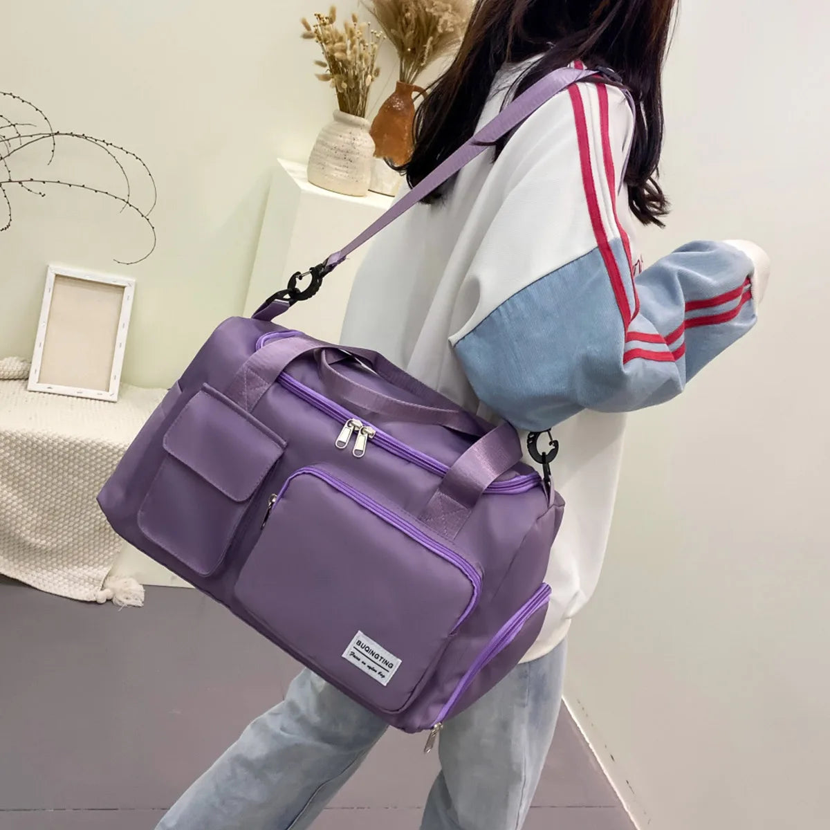 Unixinu Carry on Travel Bag Large Capacity Weekender Overnight Duffle Bags with Shoe Compartment Sports Fitness Bags for Women