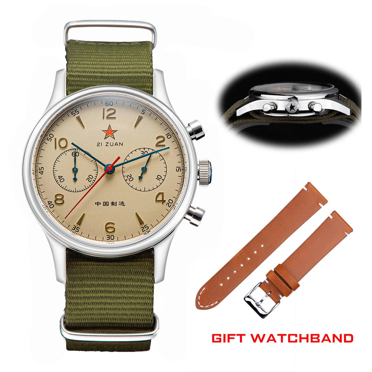 China 1963 Polit Chronograph Watch 40mm Aviation for Men Original ST1901 Movement Gooseneck Mechanical Sapphire 38 Reloj Homber