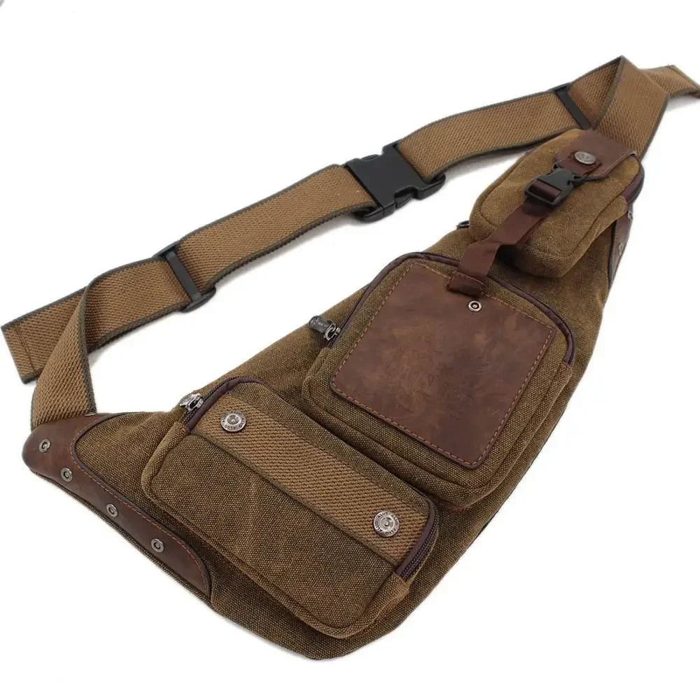 Men Sling Chest Bag Cross Body Backpack Riding Male Travel Climb Outdoor Sports Canvas One Shoulder Messenger Bag