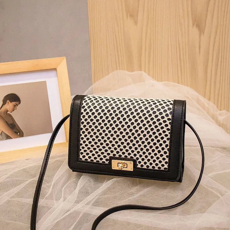 New Women's Messenger Bags Fashion All-match Small Square Bag Trend Mesh Bag Hit Color One-shoulder Mobile Phone Bag