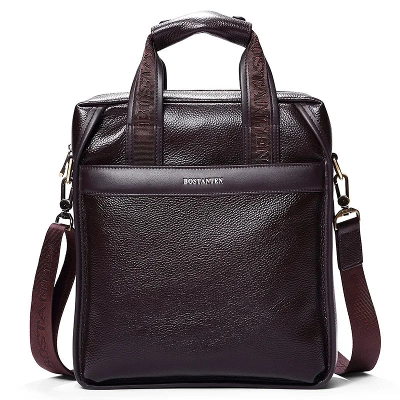 Bostanten 100% Top GENUINE LEATHER Cowhide Shoulder Leisure Men's Bag Business Messenger Portable Briefcase Laptop Casual Purse