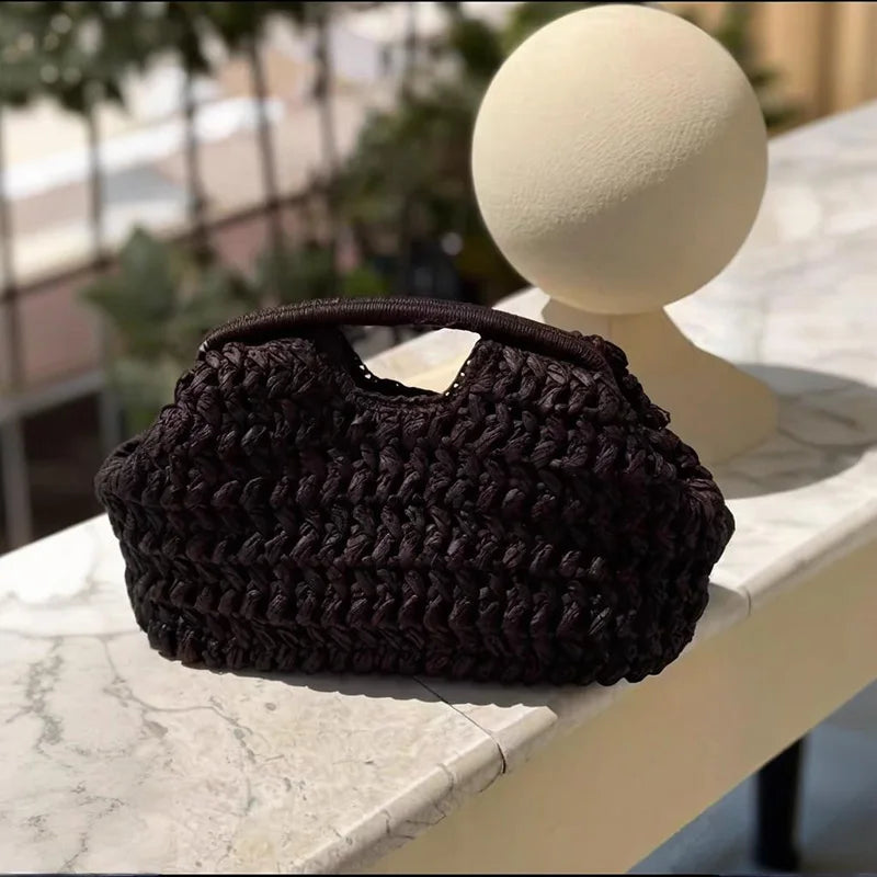 Women's Woven Handbags High-end Brand Holiday Beach Bags Summer New Large Capacity Straw Clutch Bag Fashionable Simple Women Bag