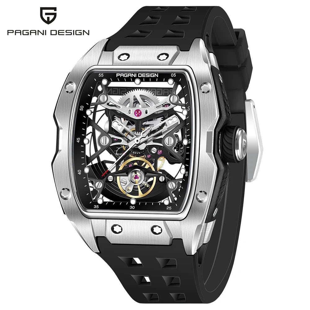 2025 New PAGANI DESIGN 42MM Tonneau Men Mechanical Watch Luxury Sapphire Glass Automatic Watch 50M Waterproof Skeleton Watch Men