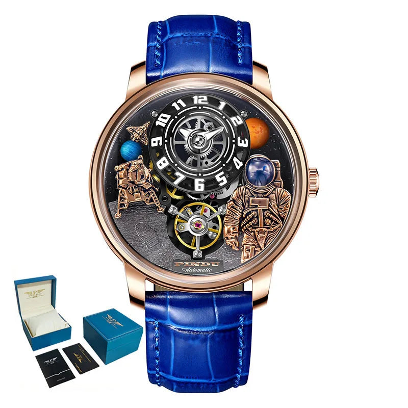 Pindu Men's Luxury and Fashion Personalized Astronaut Dial Fully Automatic Mechanical Green Tourbillon Waterproof Watch