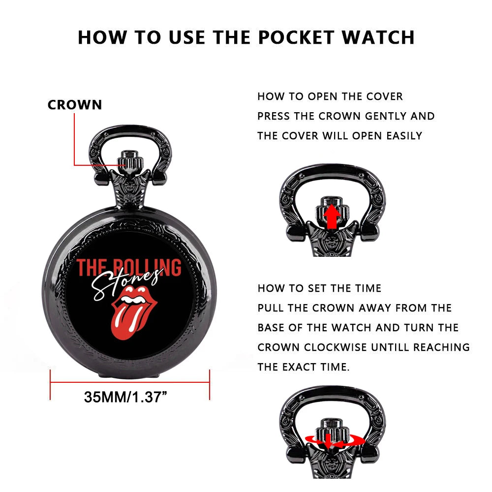Classic Band Design Vintage Quartz Pocket Chain Watch Necklace Watches For Men Kids Birthday Unique Gifts Mens Pocket Watches