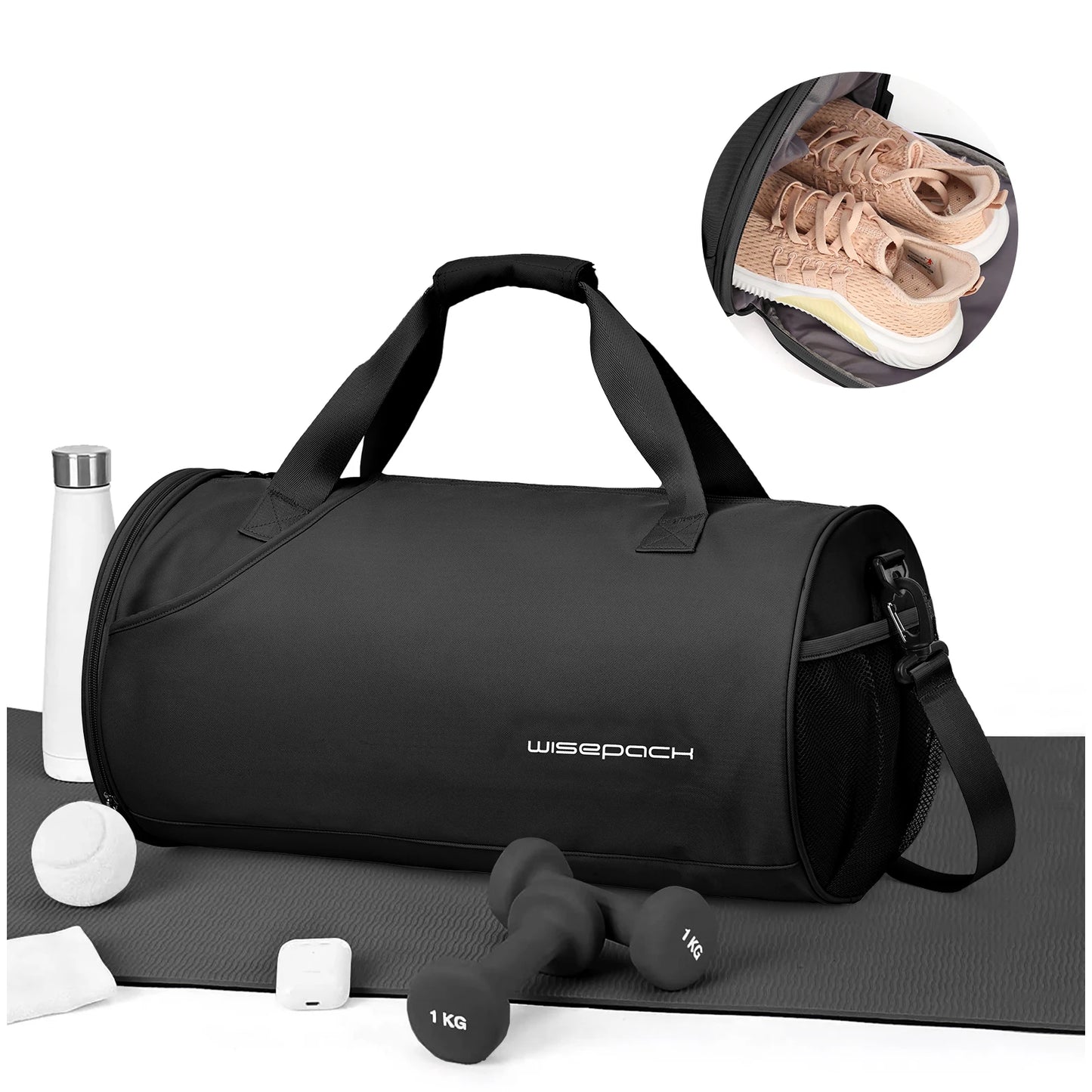 Gym Duffel Bag for Women,Daypack for Sports Gyms and Weekend Getaway,Waterproof Travel Bag with Shoe and Wet Clothes Compartment