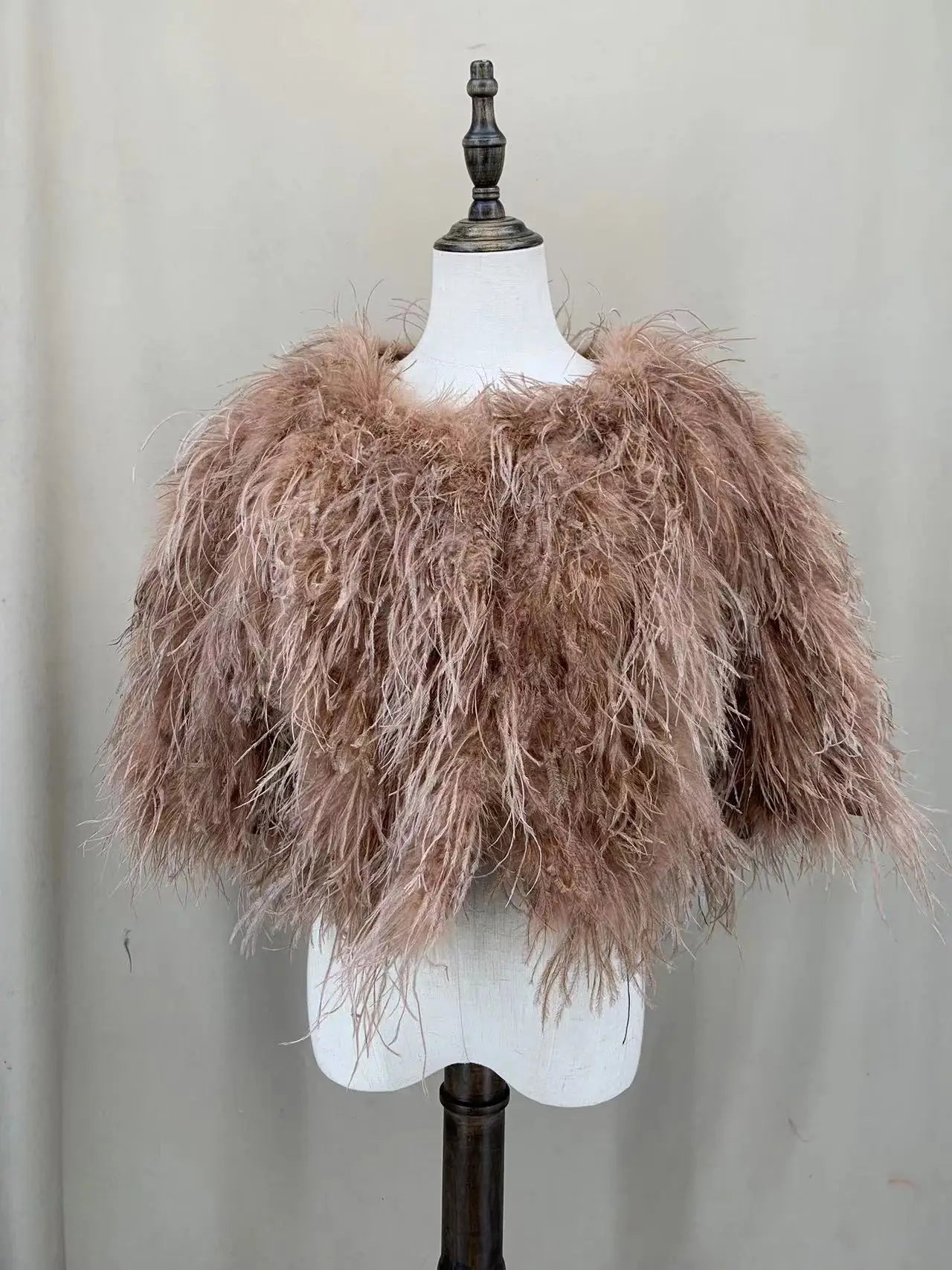 Luxurious Furry Ostrich Feather Jacket, Peach Fuzz Fashion, Wedding Party, Concert, Bride B230408, 2024