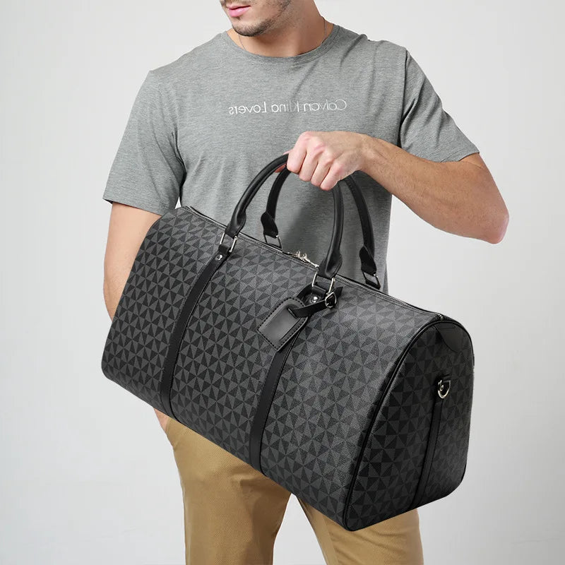 2024 Fashion Waterproof Pu Fitness Handbag For Men Leather Shoulder Bag Business Large Travel Duffle Luggage Bag For Male