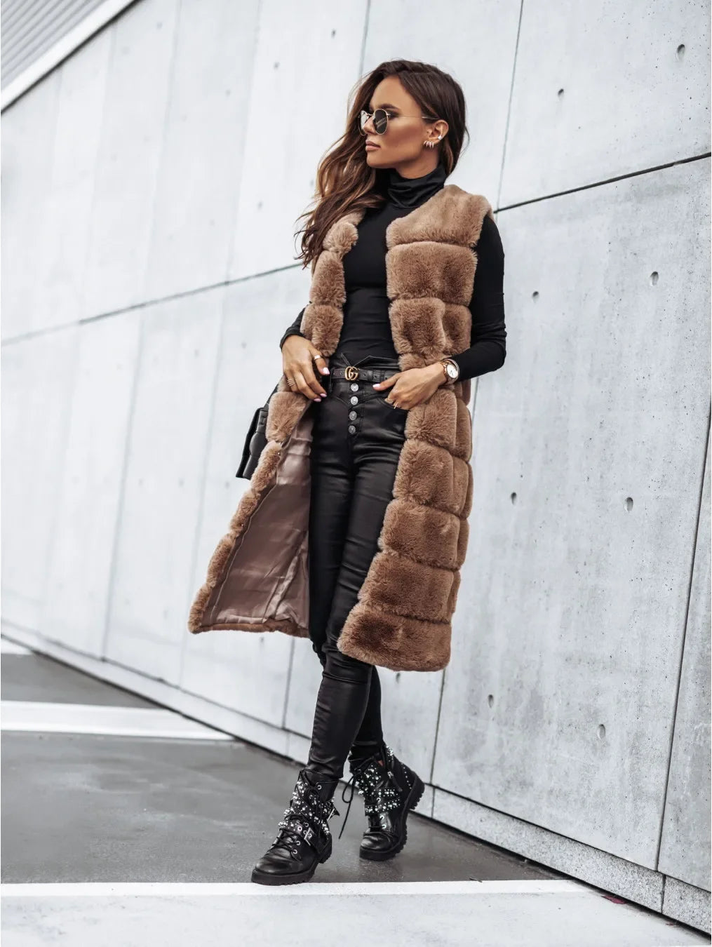 Women's New Sexy Fashion Leisure Commuting Vacation Style Versatile Comfortable Long Round Neck Tank Top Coat