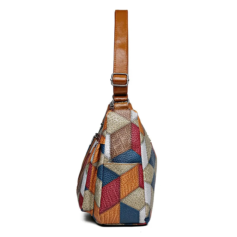 Patchwork Handbags For Women Adjustable Strap Top Handle Bag Large Capacity Totes Shoulder Bags Fashion Crossbody Bags Work Gift