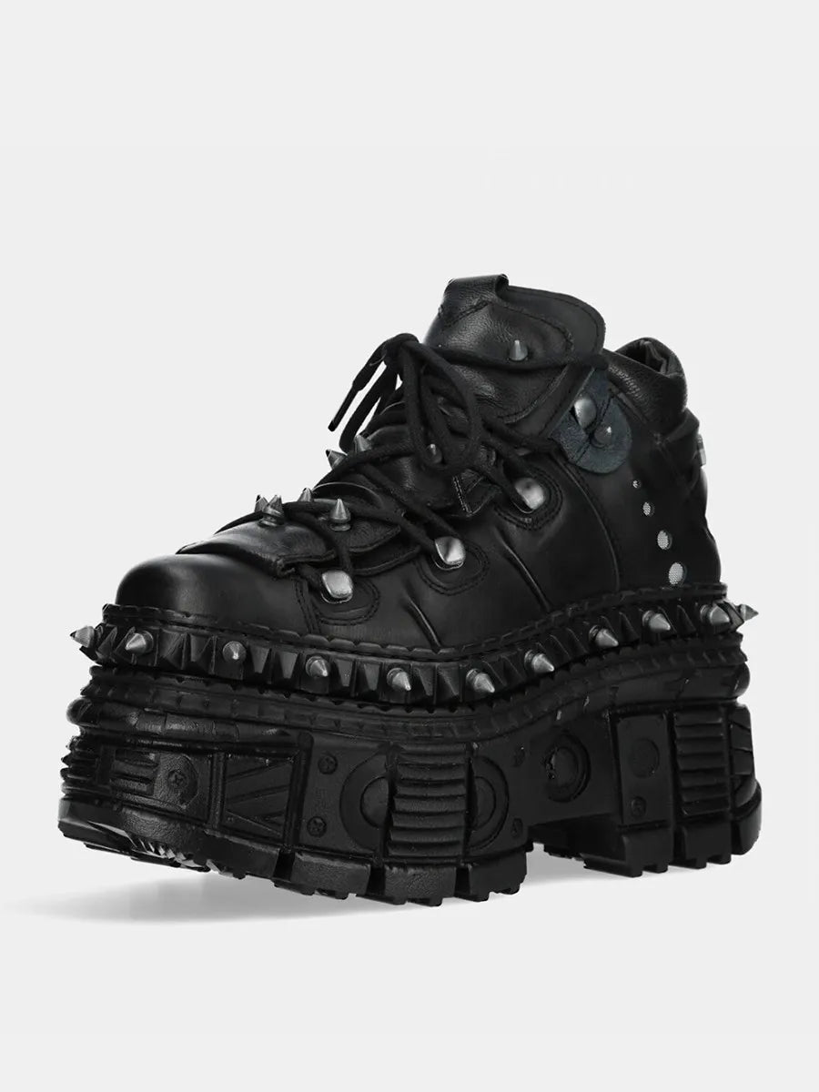 2025 New Punk Style Women Shoes Lace-up Heel Height 10CM Platform Shoes Woman Metal Decor Woman Sneakers Gothic Ankle Rock Boots