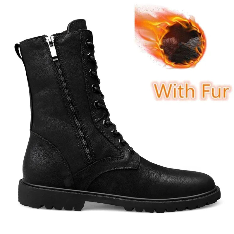 New Arrival Motorcycle Boots Genuine Leather Men Winter Shoes Warm Waterproof Man Boots Luxury Motorcycle Footwear Casual Shoes