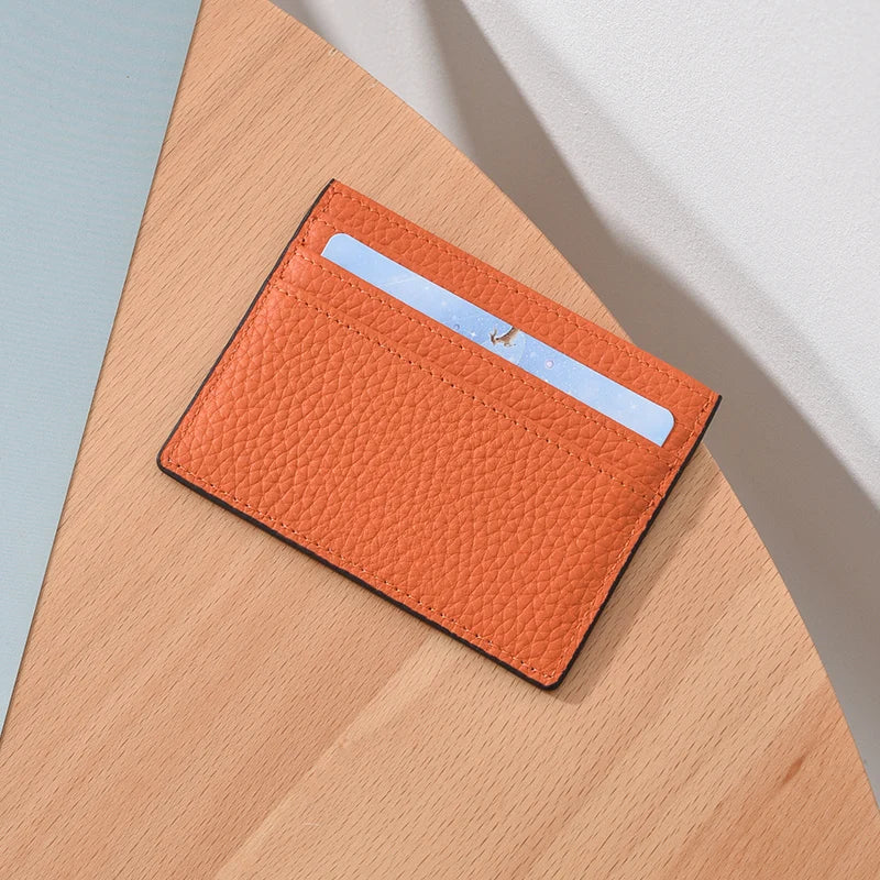 Ultra-thin Card Holders Genuine Leather High Quality Luxury Design Unisex ID Card Case Cowhide Solid Slim Business Card Wallet