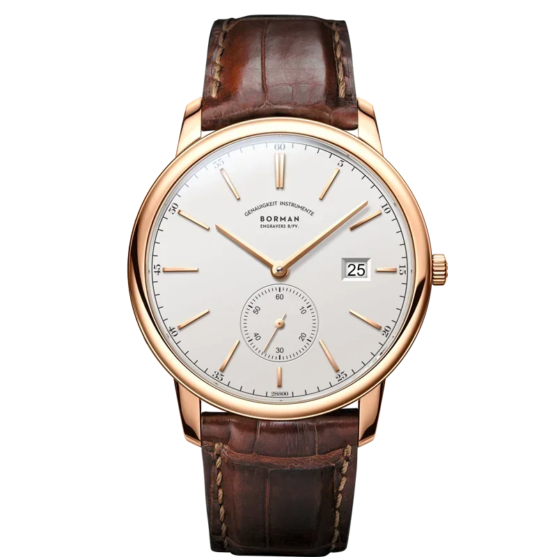 BORMAN Luxury Mens Automatic Mechanical Watch Rose Gold Case Sub Dial Sport Watches Genuine Leather High Quality Gentleman Clock