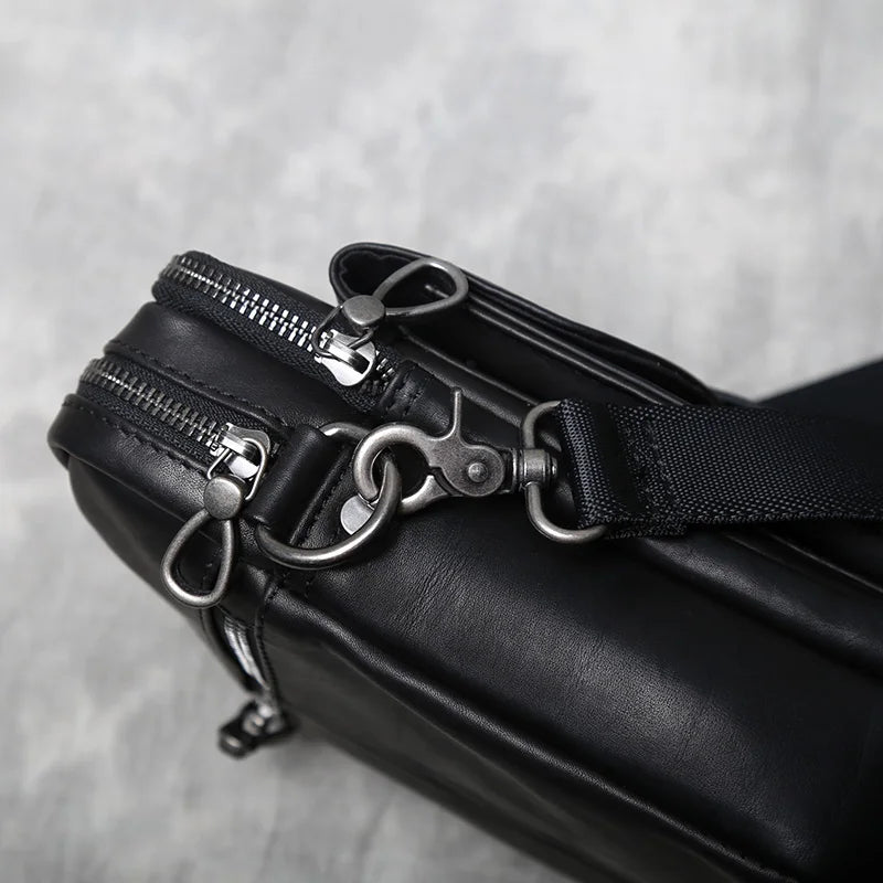 New Genuine Leather Men's Backpack Top Layer Cow Leather Casual Versatile Vertical Mini One Shoulder Messenger Bag