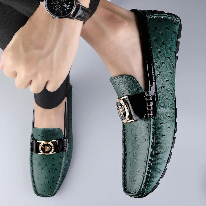 New Soft Walking Flats Men's All-match Loafers Genuine Leather Lightweight Mens Slip on Shoes Luxury Brand Men Business Shoes