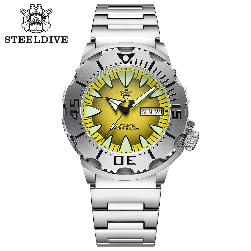 STEELDIVE SD1984 Hot Selling 42.2MM M onster 200M Waterproof NH36 Day Function Sapphire Glass Automatic Movement Steel Bracelet