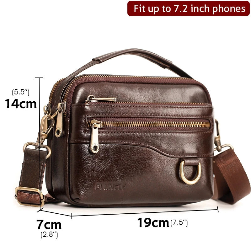 Genuine Leather Men Shoulder Crossbody Bags Casual Waist Pack Handbags For Male Messenger Tote Flap Sling Purse Clutch JYY1057