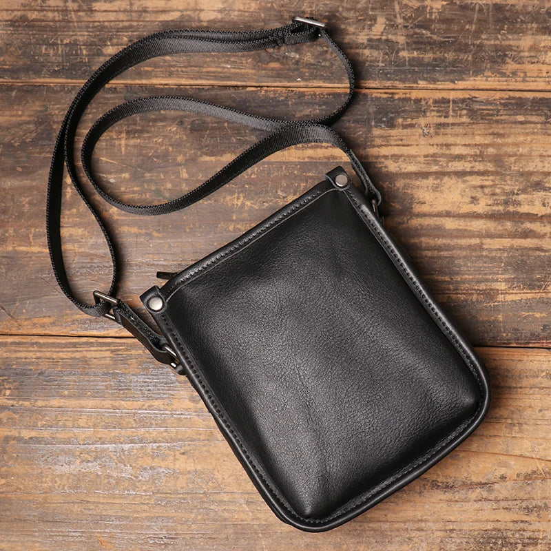 LUOKIR Fashion Genuine Leather Crossbody Bag Men's Casual Shoulder Small Bag Classic Multiple Compartments Cowhide Messenger Bag