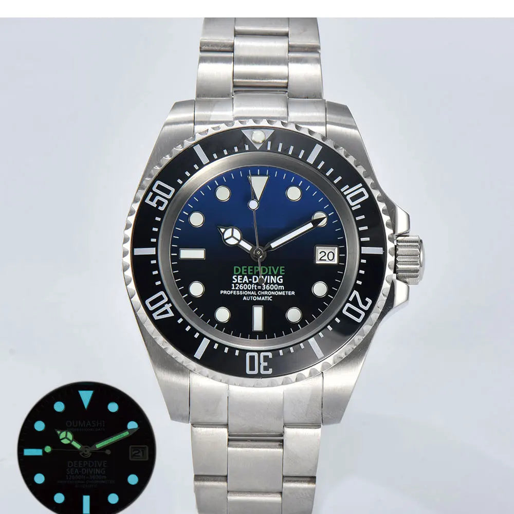 44mm men's watch NH35 movement automatic mechanical watch sapphire glass business deep-sea watch stainless steel strap