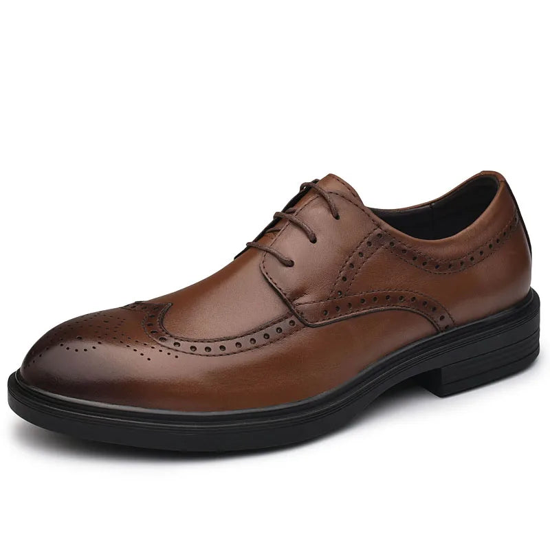 Men Genuine Cow Leather Brogue Wedding Business Mens Casual Flats Shoes Luxury Brand Oxford Shoes for Men's Shoes Platform Shoes
