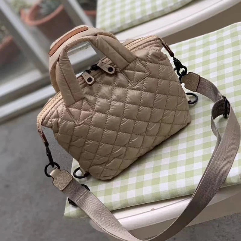Casual Bags For Women Luxury Designer Handbag Purses 2024 New In Polyester Embroidered Rhombus Pattern Top Handle Cloth Shoulder
