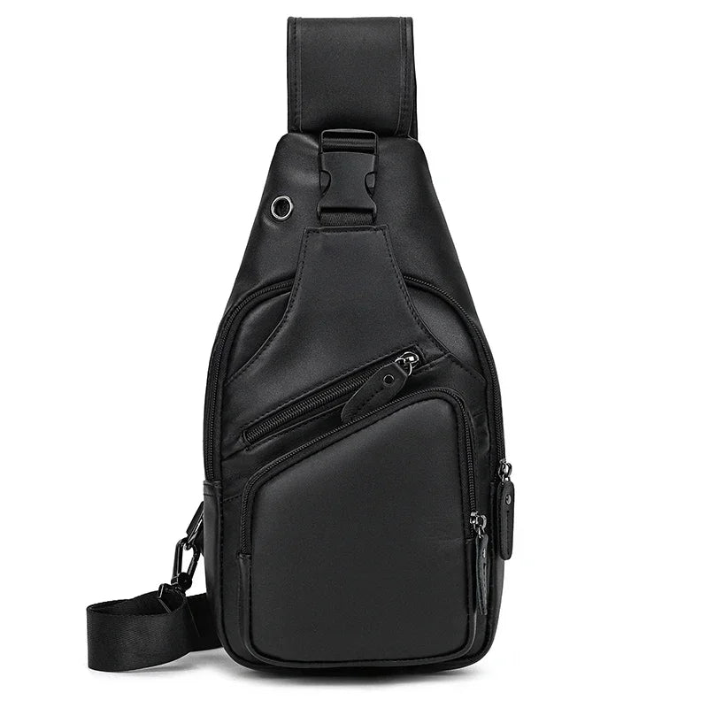 Luxury Male Chest Bags Genuine Leather Crossbody Bag Men Sling Chest Pack for Men Chest Bag Leather casual men one shoulder bag