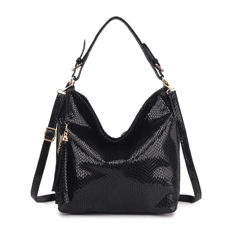 Women Shoulder Bag Girl Handbag Hobo Tassel Big Black Ladies Hand Bag Female Casual Multifunctional Crossbody Bags for Woman