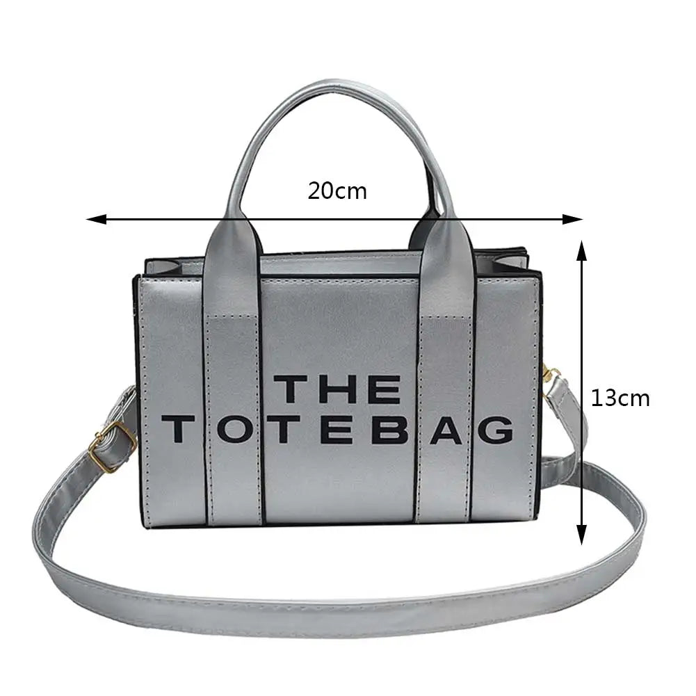 Patent Leather Shoulder Bag Fashion Letter Ladies Tote Bags Casual Adjustable Strap Simple Shiny Portable for Weekend Vacation