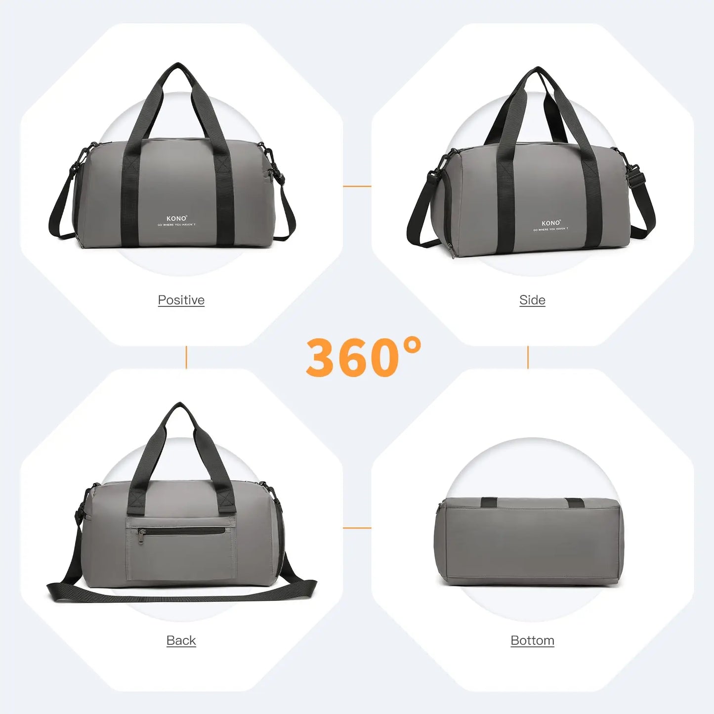 Kono hand luggage bag for Ryanair & EasyJet, 40x20x25 cm, waterproof, with shoulder belt and shoe bag, ideal for air travel