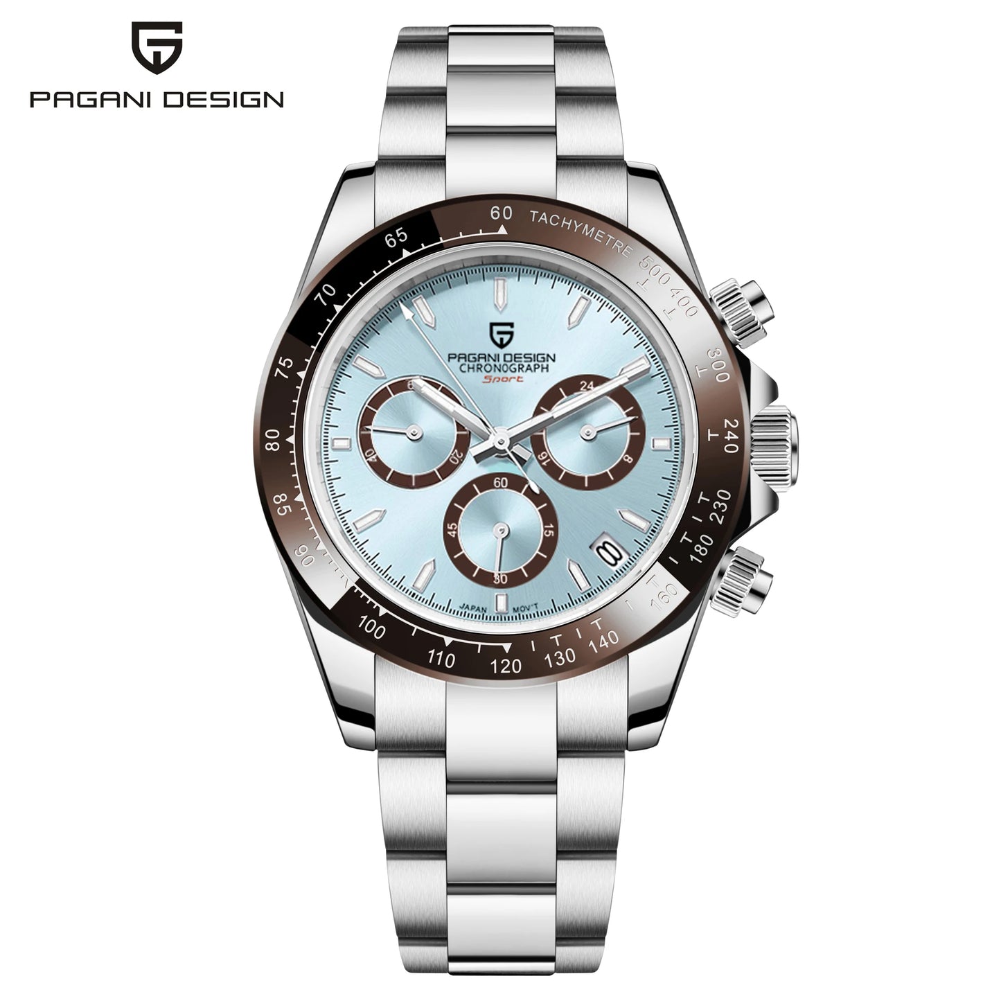PAGANI DESIGN 2025 New Sport Chronograph Top Brand Luxury Quartz Watch For Men VK63 Automatic date 100M Waterproof Ceramic bezel