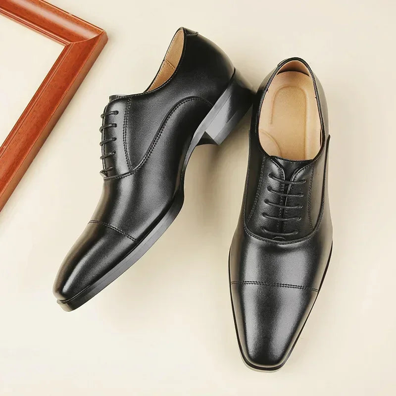 High Quality Italian Oxford Shoes for Men Luxury Leather Wedding Shoes Classic Square Toe Dress Shoes Plus Size 39-47